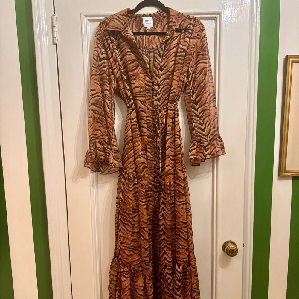 MISA LOS ANGELES Tiger print Midi dress XS